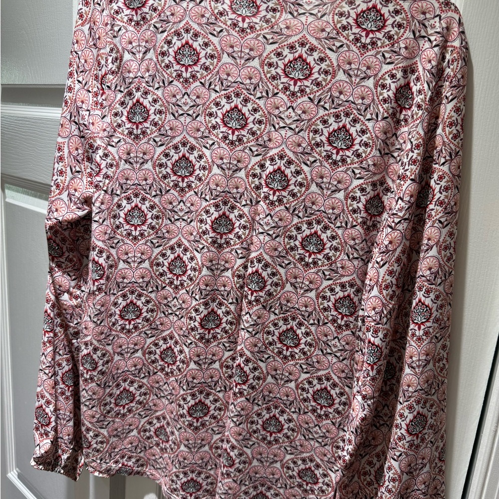 LOFT Red Ruffled Peter Pan Collar Blouse - Picture 3 of 3